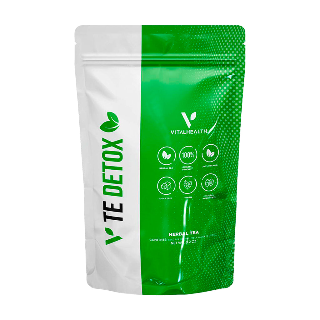 Bolsa del Té Detox de Vitalhealth, mezcla herbal 100% natural y orgánica, sin azúcar y vegana, para un programa de desintoxicación.